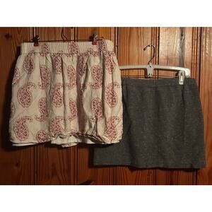 Pair of Ann Taylor Loft skirts sweat  and linen blend skirt pockets size large